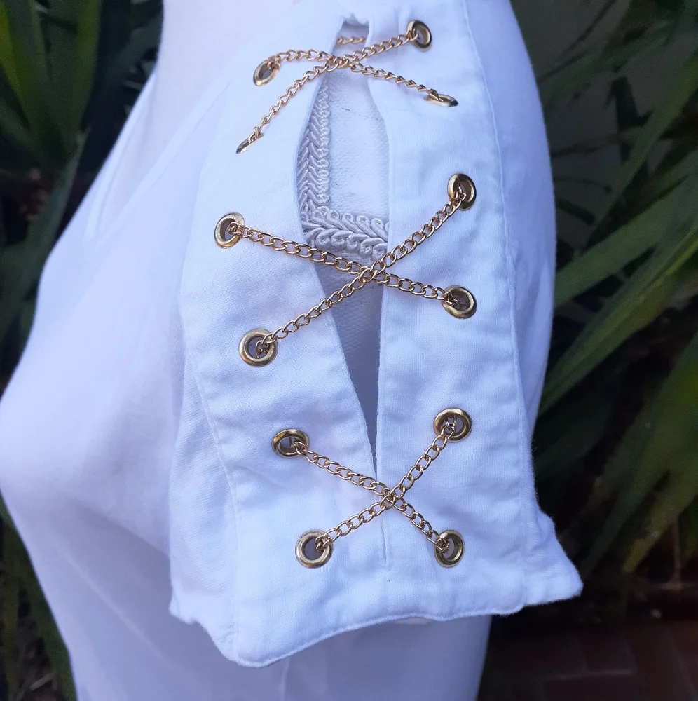 Michael Kors White Tee and Gold Chains